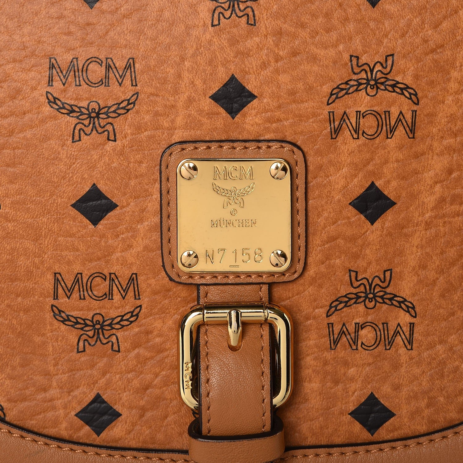MCM Visetos Top Handle Satchel Cognac 10 of 12