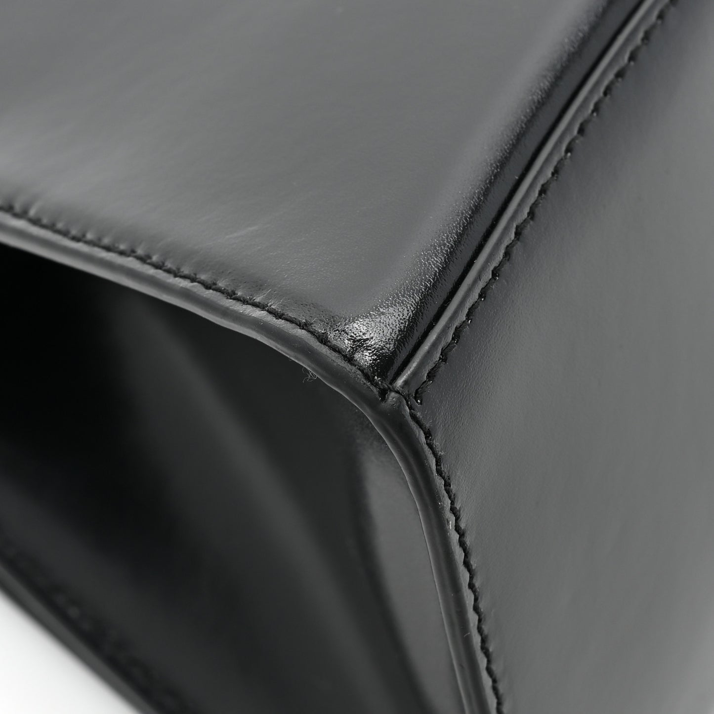 Shiny Box Calfskin Small Hourglass Top Handle Bag Black