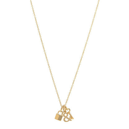 Tiffany 18K Yellow Gold Lock and Key Pendant Necklace 1 of 7