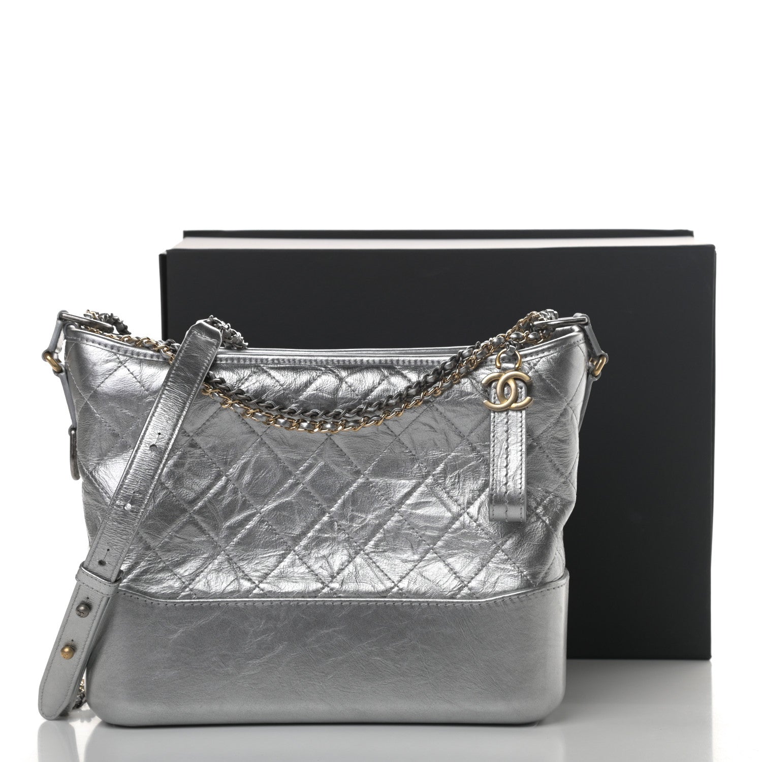 Chanel Metallic Aged Calfskin Quilted Medium Gabrielle Silver 11 of 11