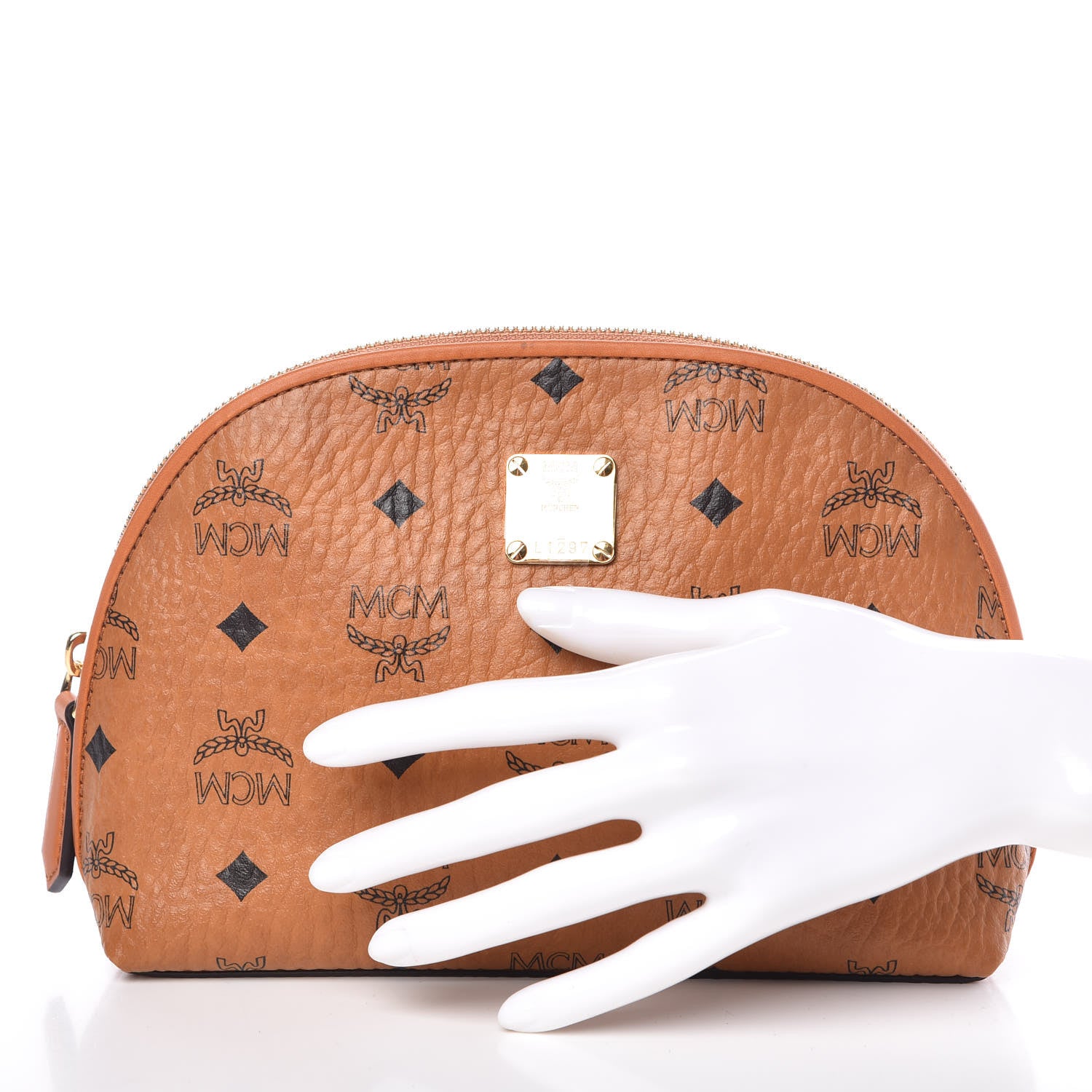 MCM Visetos Heritage Cosmetic Pouch Cognac 2 of 13