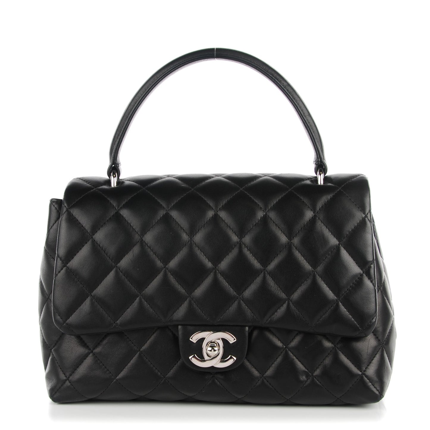 Lambskin Quilted Medium Kelly Flap Black
