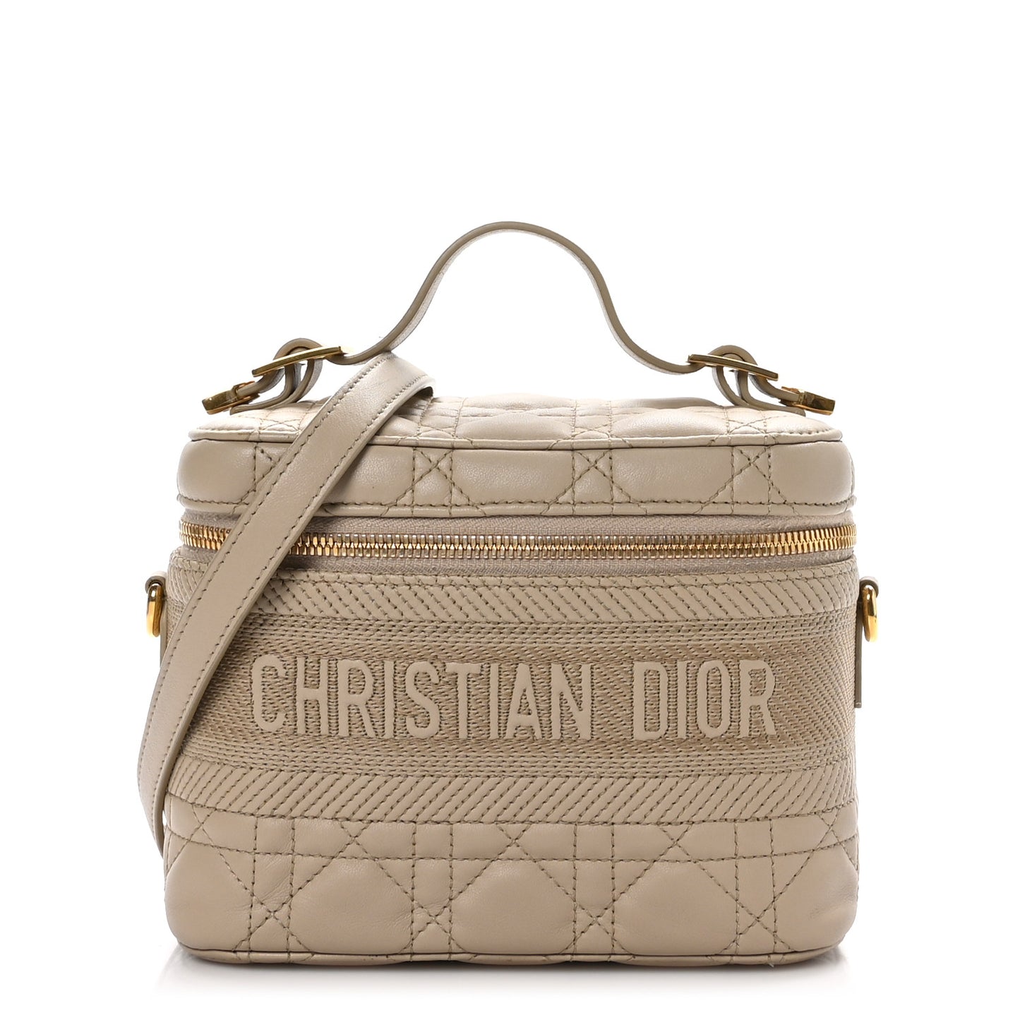 Lambskin Cannage Small Diortravel Vanity Case Light Beige