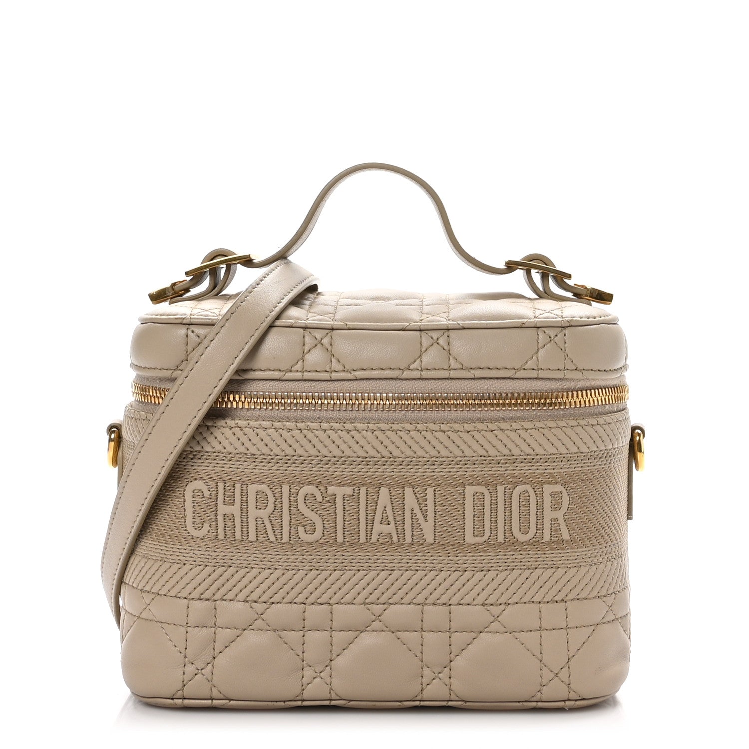 Christian Dior Lambskin Cannage Small Diortravel Vanity Case Light Beige 1 of 11