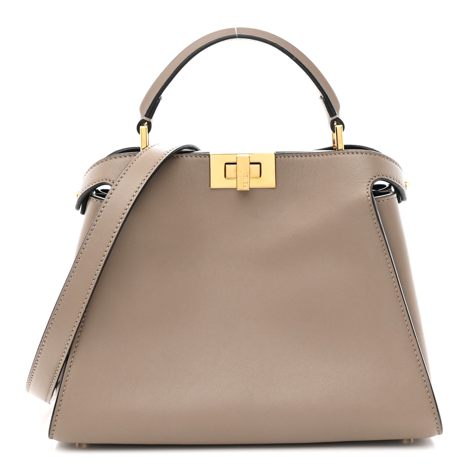Fendi Tahiti Burro Medium Peekaboo Iconic Essentially Satchel Tortora Black 1 of 11