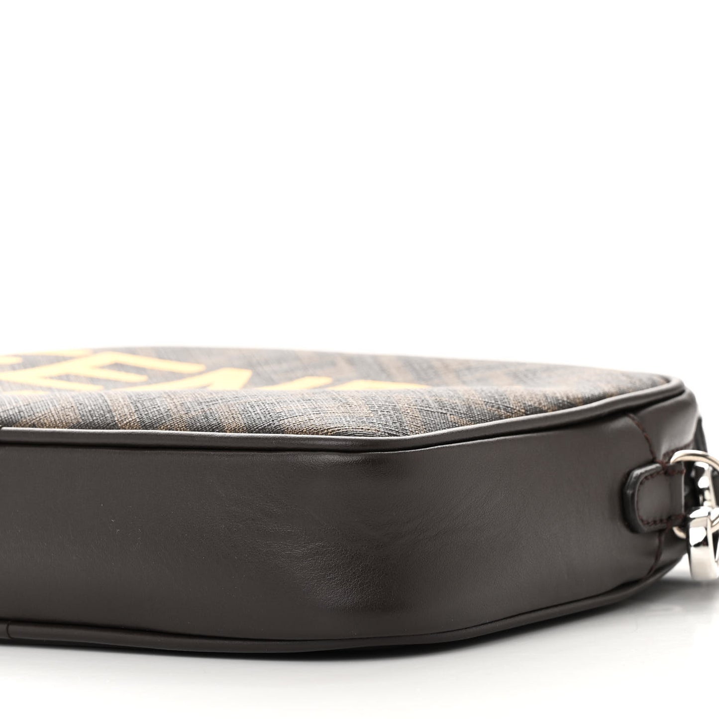 Shiny Glazed Fabric Vitello Cover FF 1974 Logo Medium Camera Case Tobacco Moro Giallo Ebano