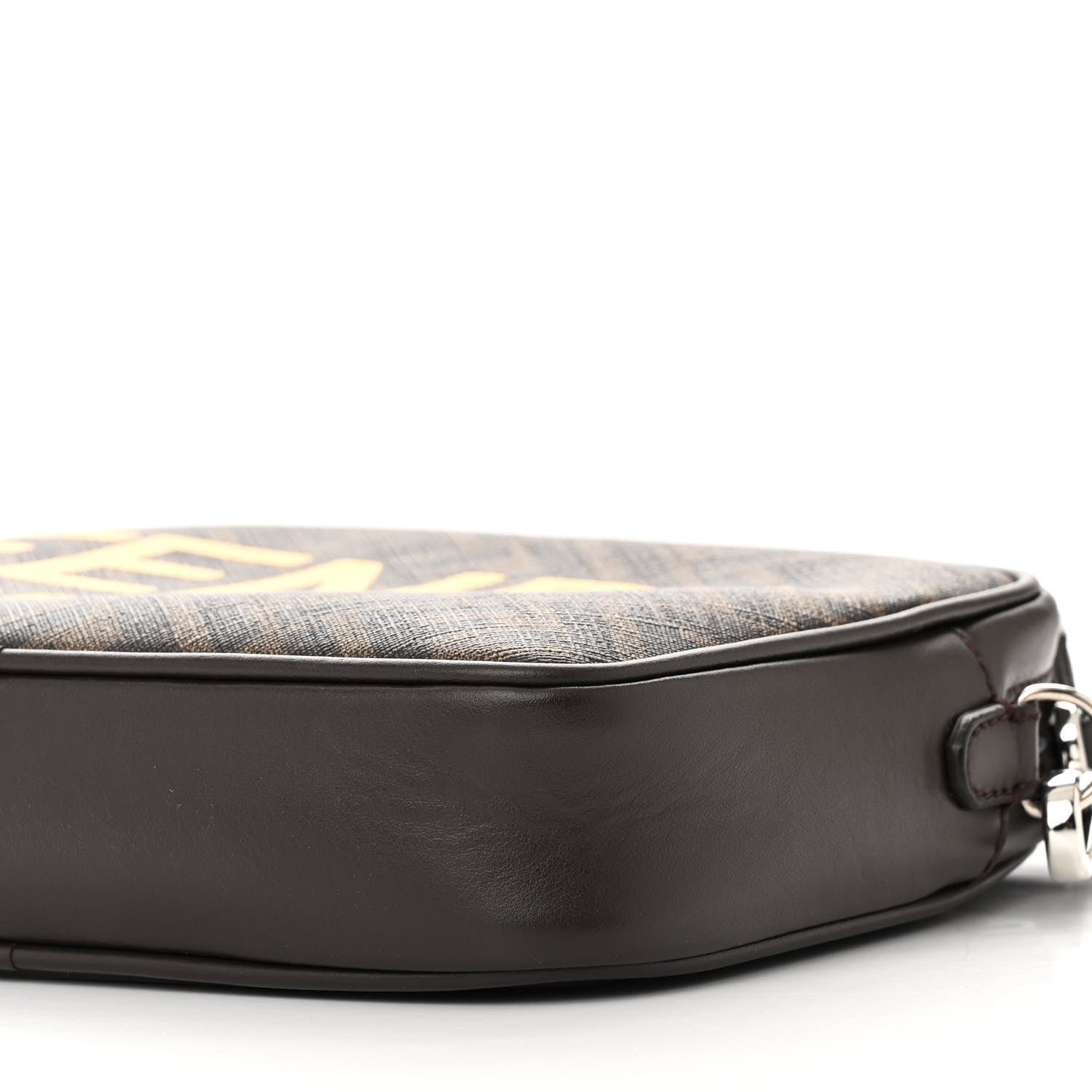 Fendi Shiny Glazed Fabric Vitello Cover FF 1974 Logo Medium Camera Case Tobacco Moro Giallo Ebano 9 of 9