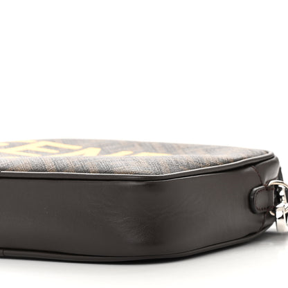 Fendi Shiny Glazed Fabric Vitello Cover FF 1974 Logo Medium Camera Case Tobacco Moro Giallo Ebano 9 of 9