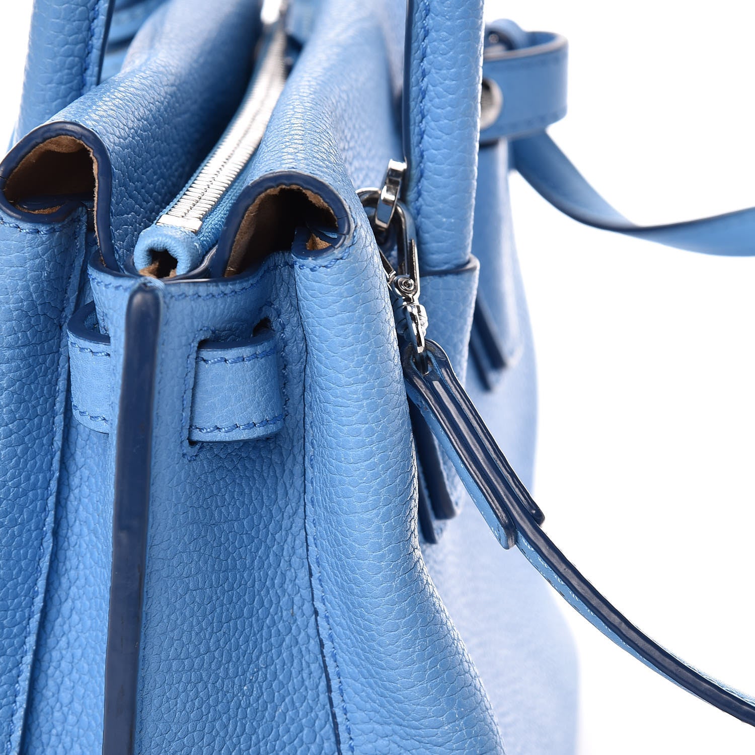 MCM Grained Calfskin Mini Milla Tote Mediterranean Blue 10 of 13