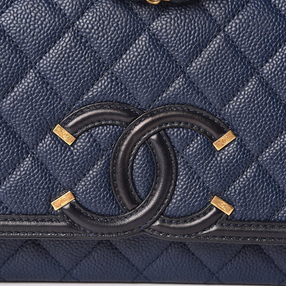 Chanel Caviar Quilted Medium CC Filigree Flap Navy Black 10 of 13