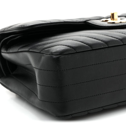 Chanel Lambskin Chevron Quilted Small Double Flap Black 9 of 10