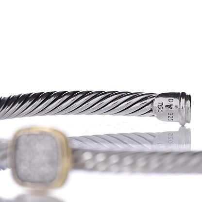 David Yurman Sterling Silver 18K Yellow Gold Diamond 4mm Cable Classics Station Bracelet 4 of 4