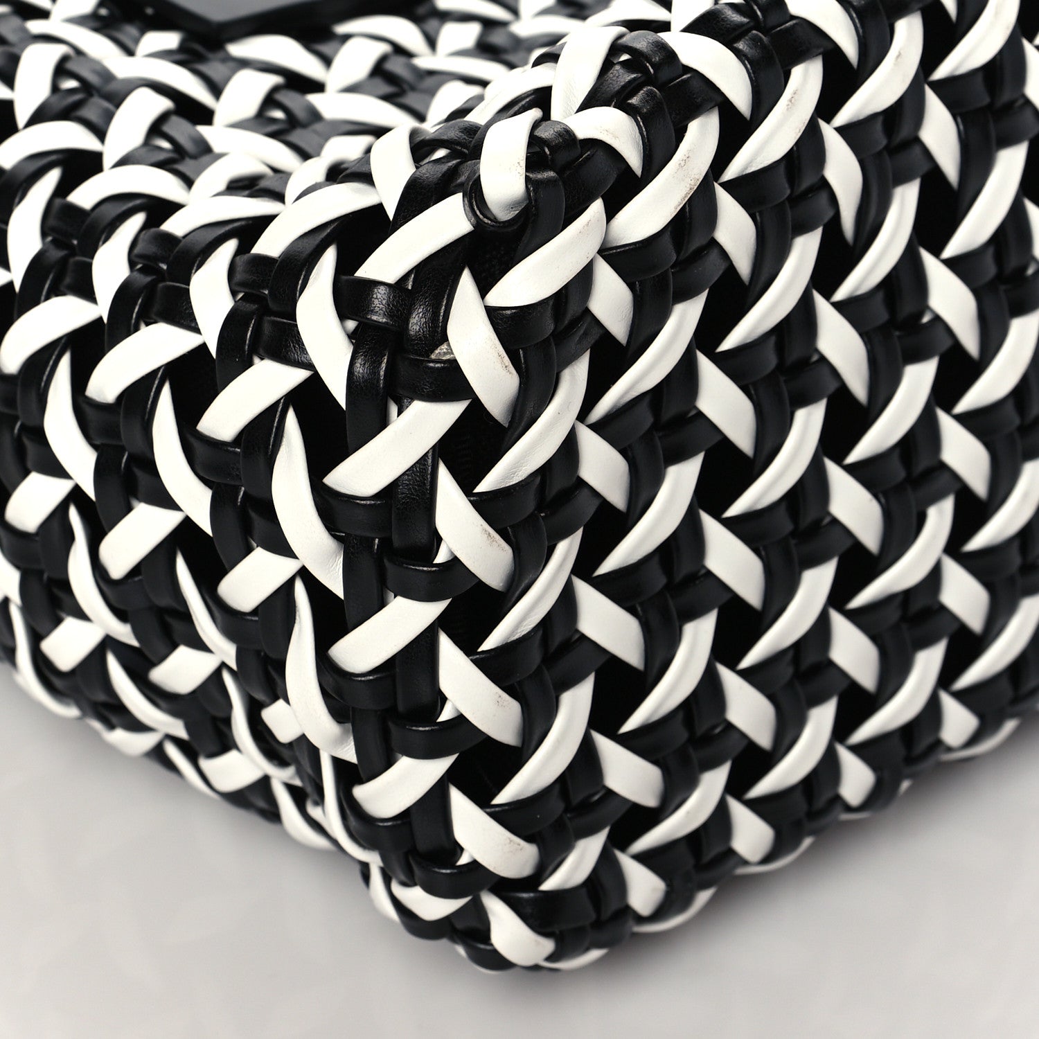 Miu Miu Nappa Matelasse Wicker Basket Bag Black White 7 of 8