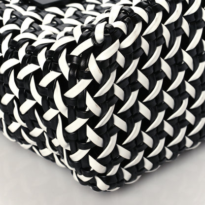 Miu Miu Nappa Matelasse Wicker Basket Bag Black White 7 of 8