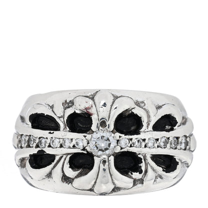 Chrome Hearts Sterling Silver Diamond Floral Cross Pave Ring 52 6 1 of 4