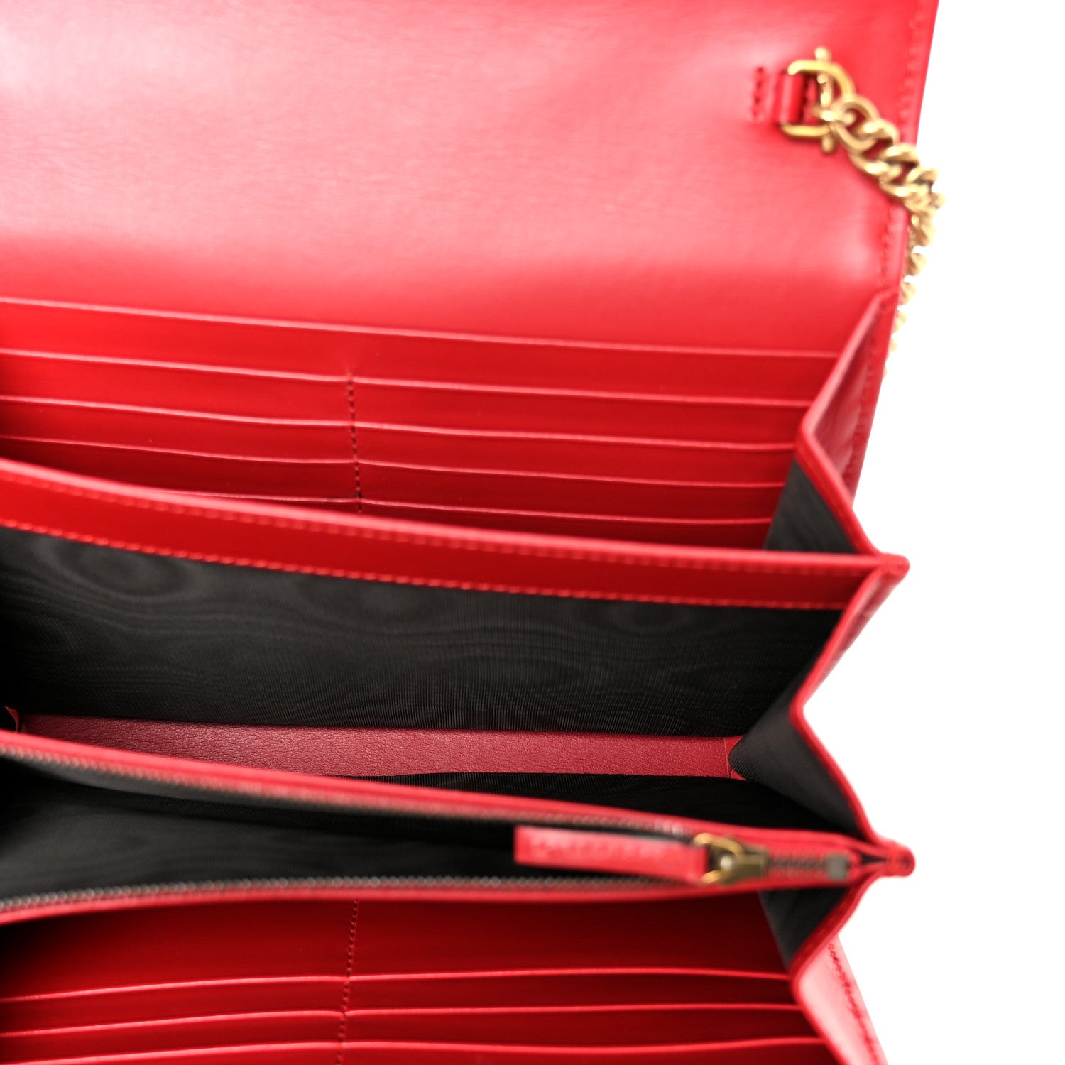 Gucci Calfskin Matelasse GG Marmont Chain Wallet Cuir Hibiscus Red 5 of 11