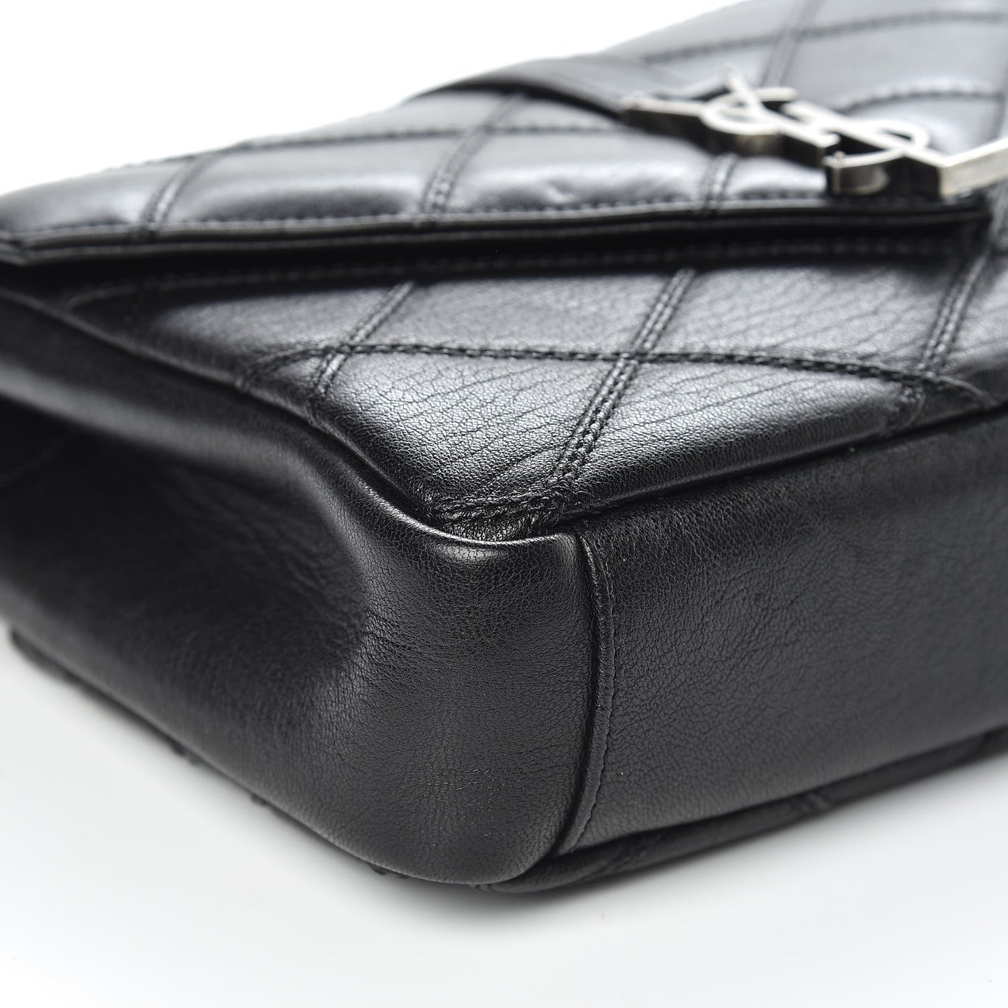 Calfskin Matelasse Diamond Quilted Monogram Medium College Bag Black