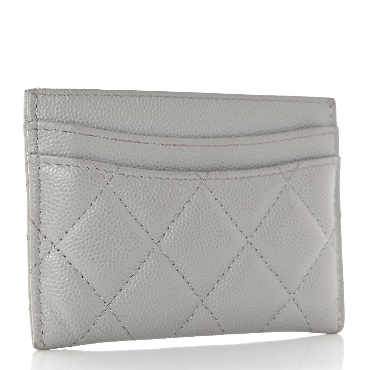 Caviar Quilted Card Holder Grey