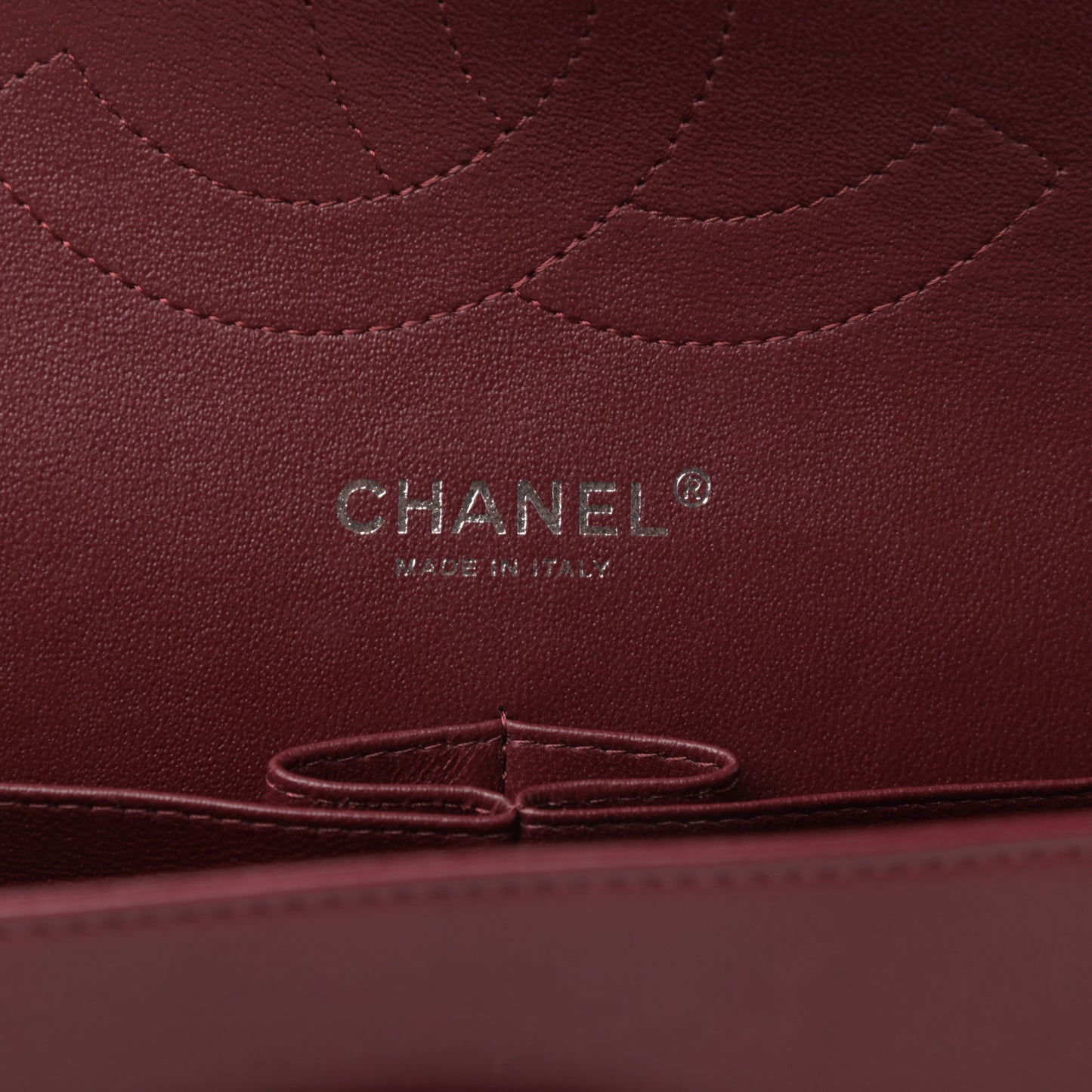 Striated Patent Quilted Jumbo Double Flap Burgundy