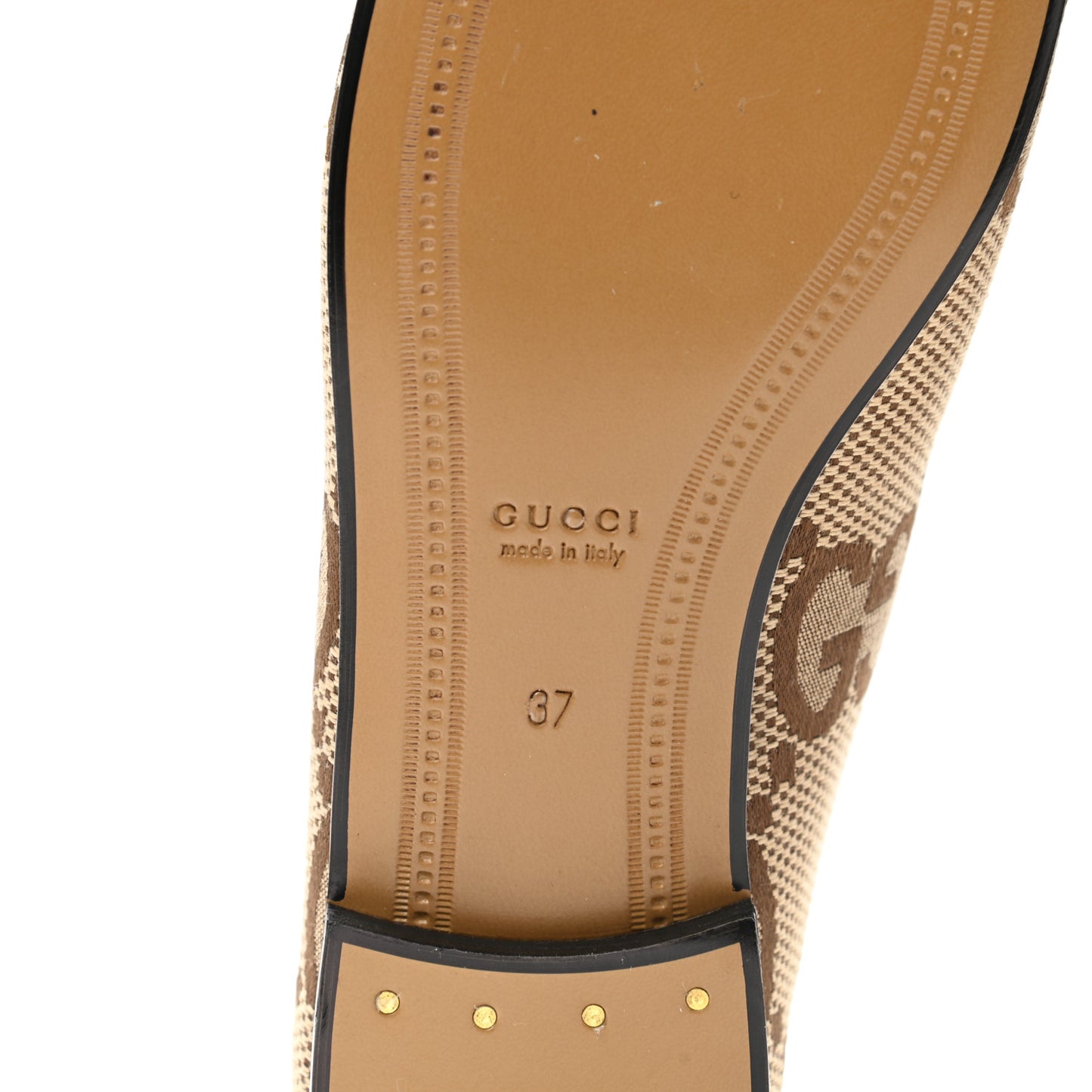 Monogram Jumbo GG Malaga Kid Horsebit Womens Jordaan Loafers 37 Camel Ebony New Acero Beige