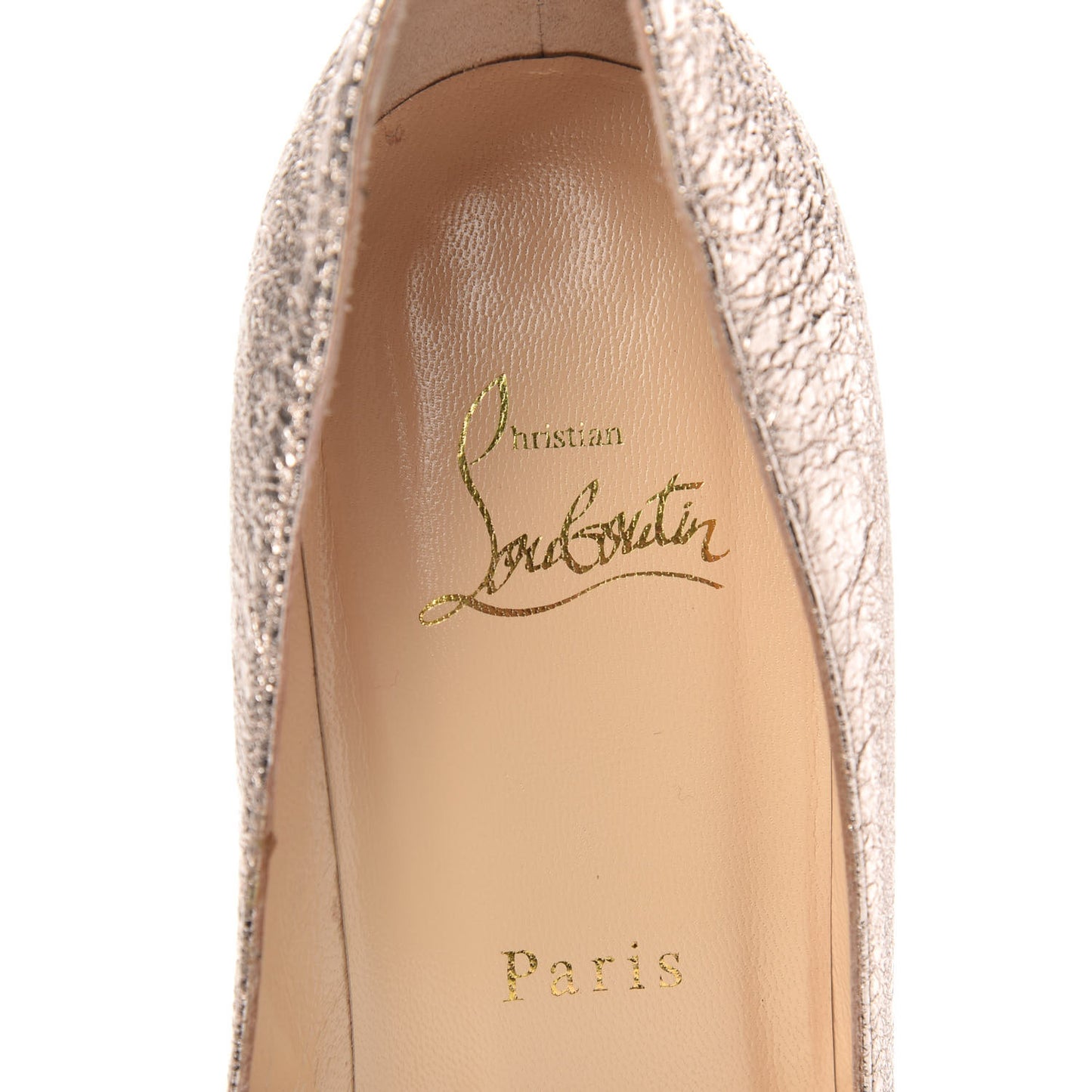 Metallic Crinkled Nappa Platform Peep Toe Pumps 39.5 Rose Gold