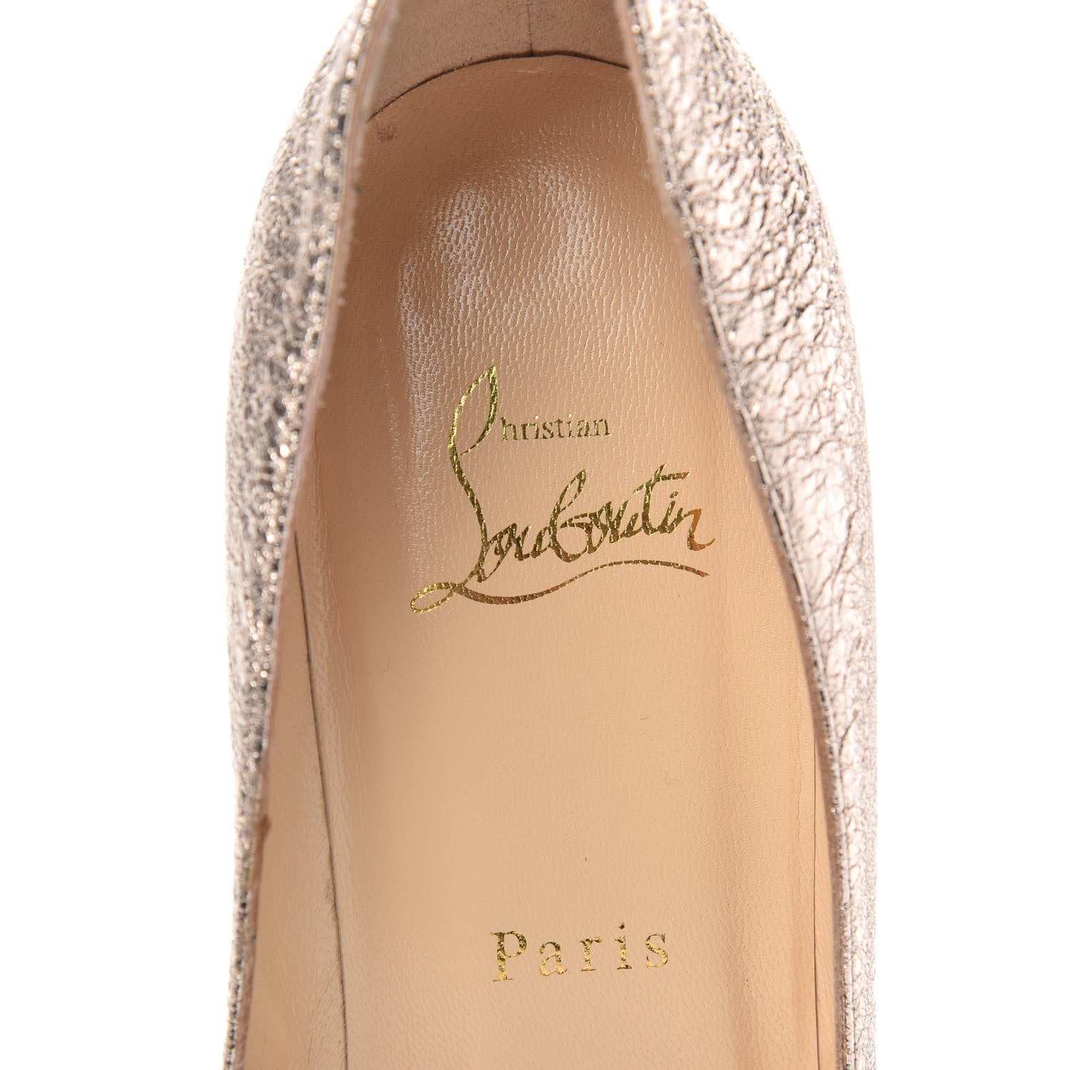 Christian Louboutin Metallic Crinkled Nappa Platform Peep Toe Pumps 39.5 Rose Gold 7 of 9
