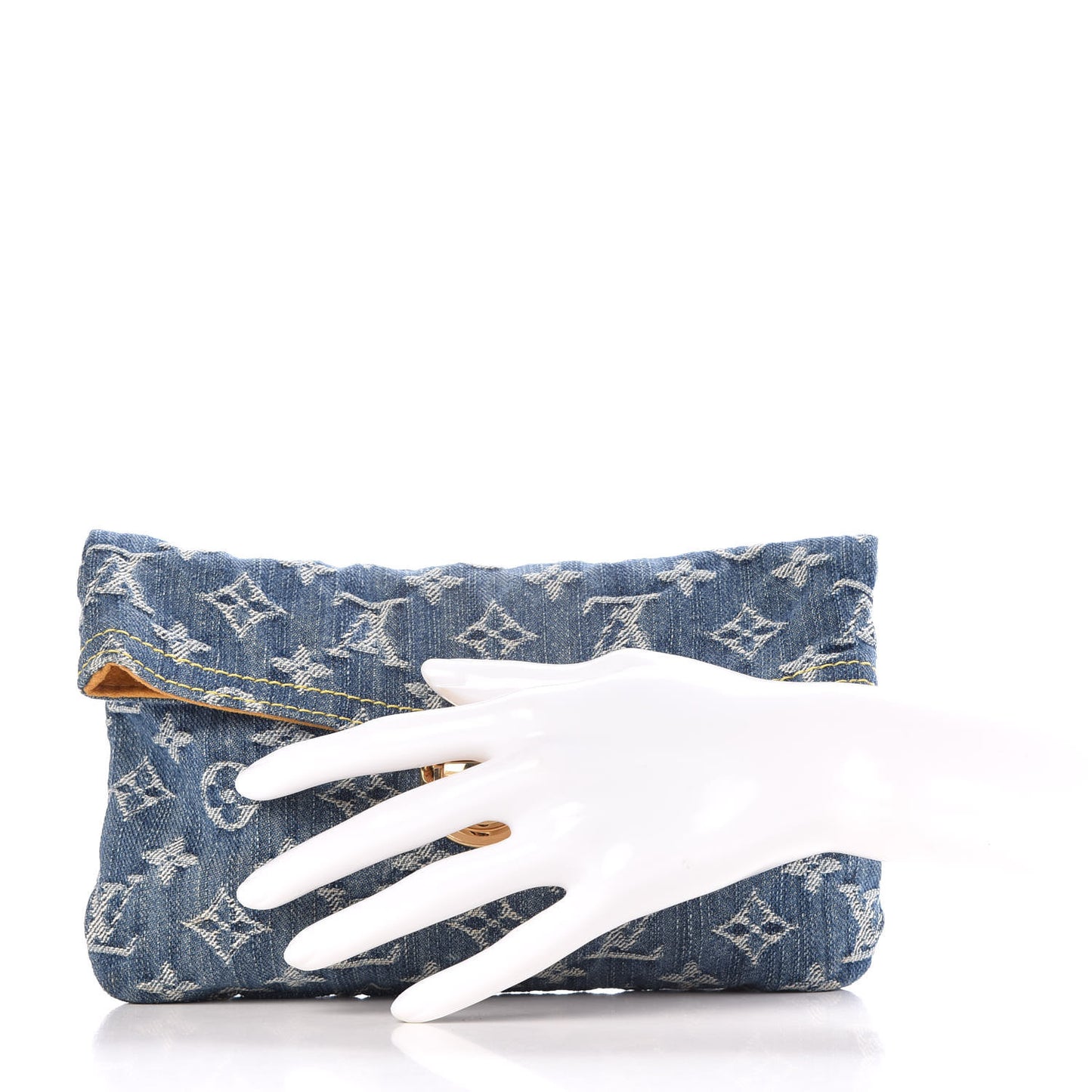 Monogram Denim Pochette Plat Clutch Blue