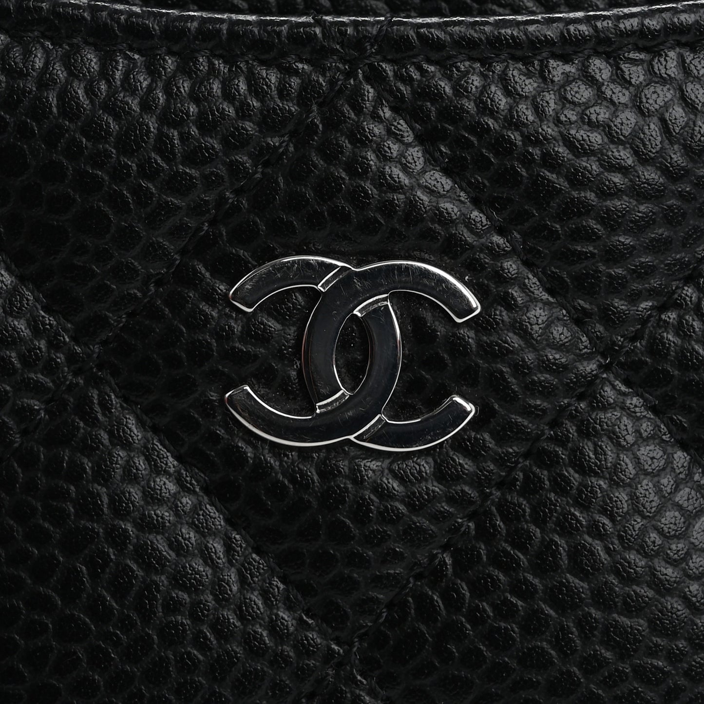 Caviar Quilted Card Holder Black