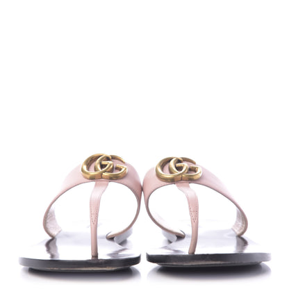 Gucci Calfskin GG Marmont Thong Sandals 37.5 Perfect Pink 2 of 10