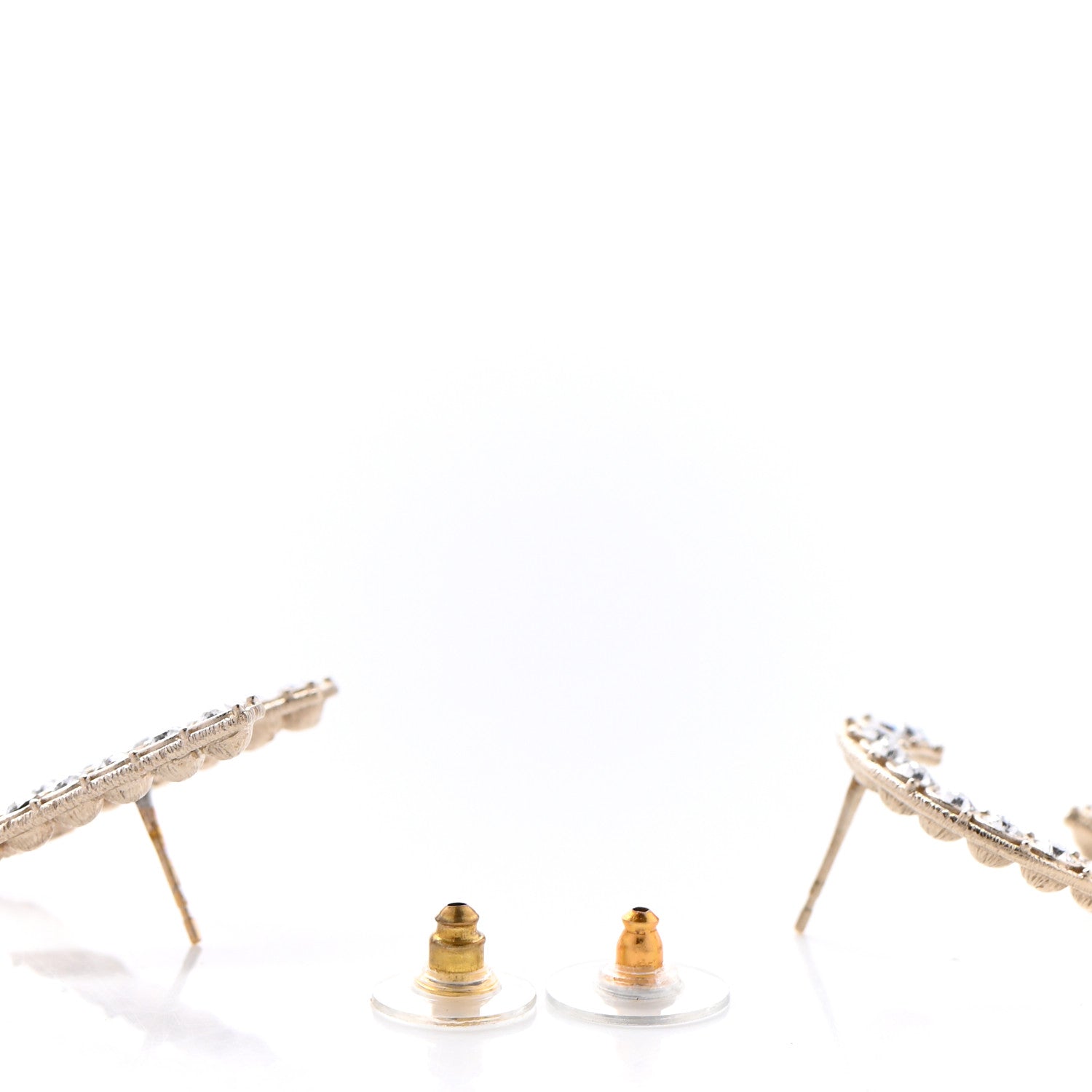 Chanel Crystal Cha-Nel Logo Drop Earrings Gold 3 of 6