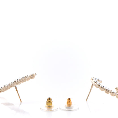 Chanel Crystal Cha-Nel Logo Drop Earrings Gold 3 of 6