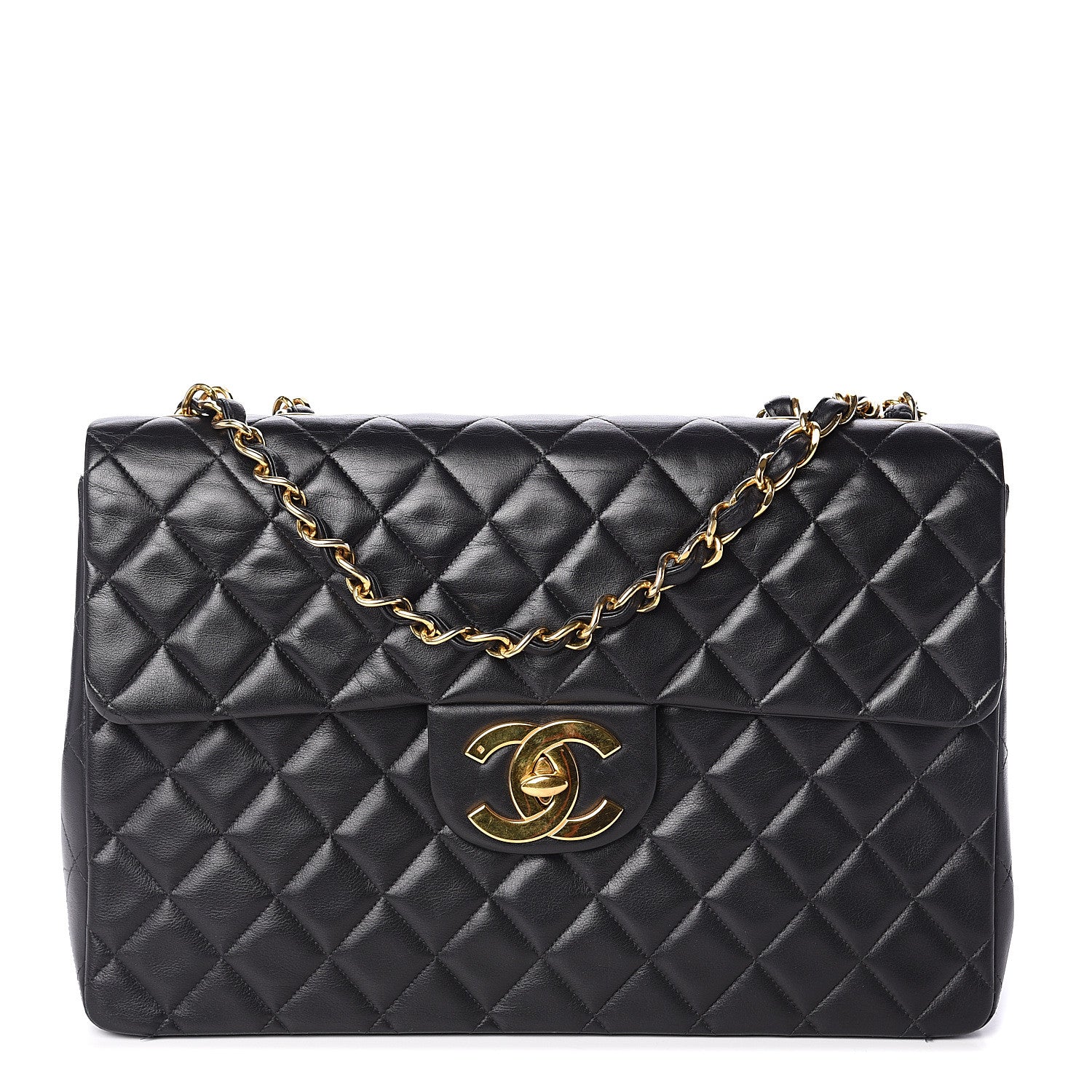 Chanel Lambskin Quilted XL Jumbo Single Flap Black 1 of 11