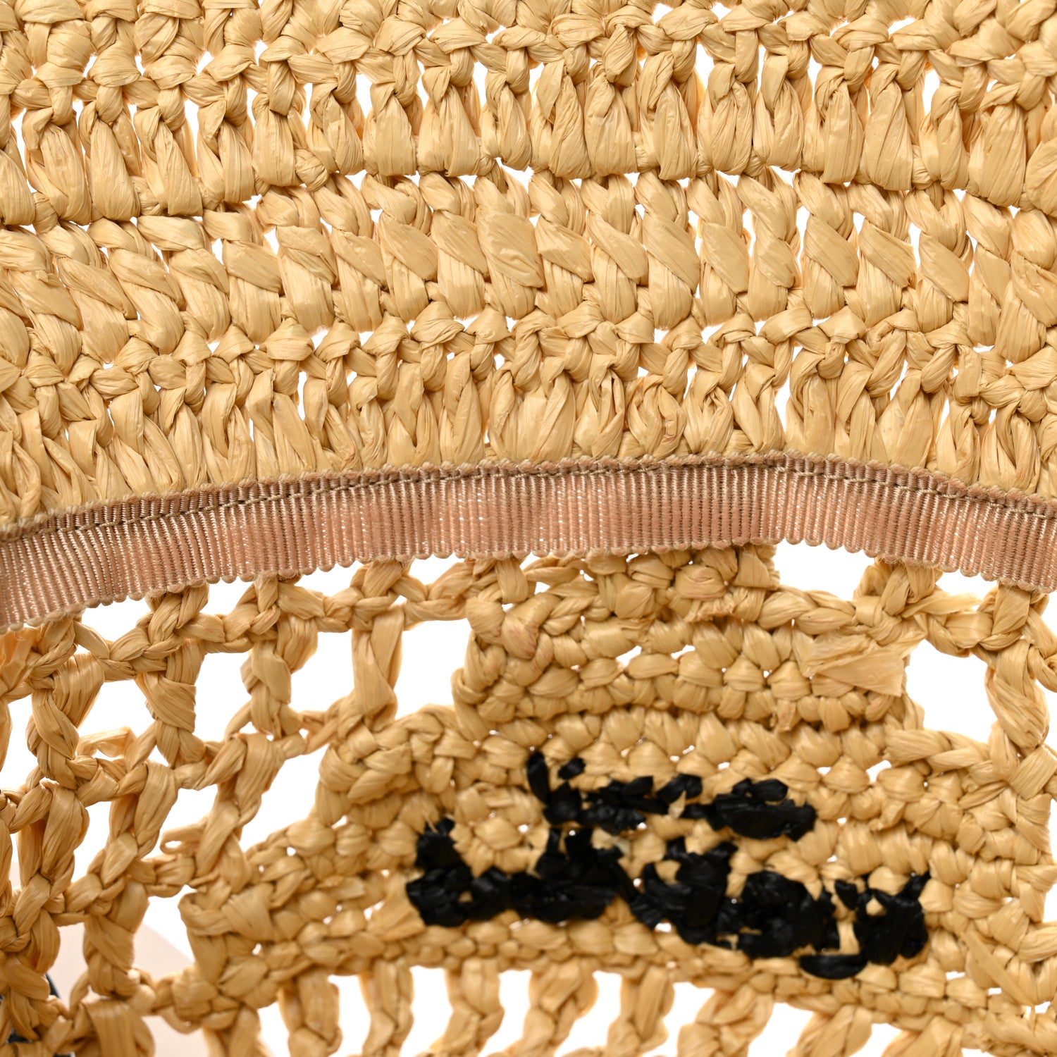 Prada Yarn Raffia Effect Crochet Logo Embroidered Womens Bucket Hat S Naturale 9 of 9