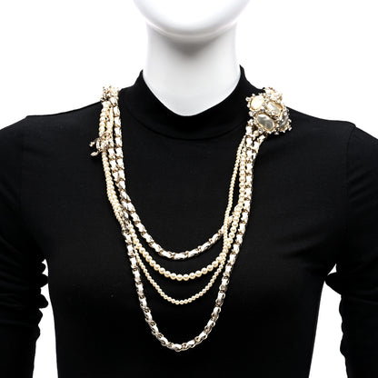 Chanel Pearl Crystal Lambskin Multi Strand CC Necklace Pearly White 2 of 4