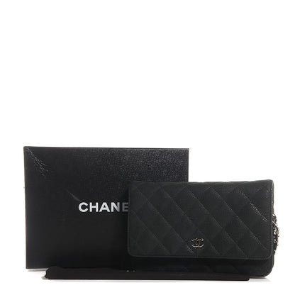 Chanel Iridescent Caviar Wallet on Chain WOC Black 9 of 9