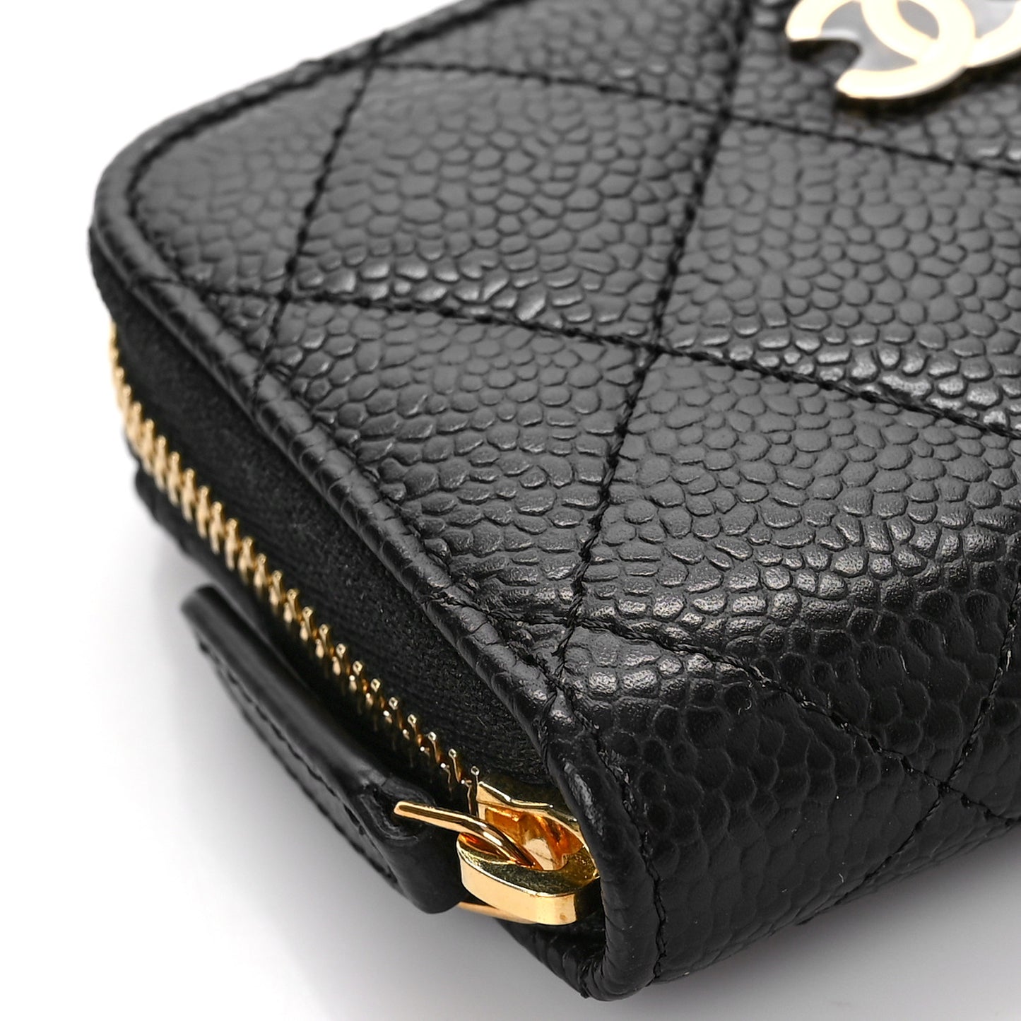 Caviar Quilted Zip Coin Purse Black