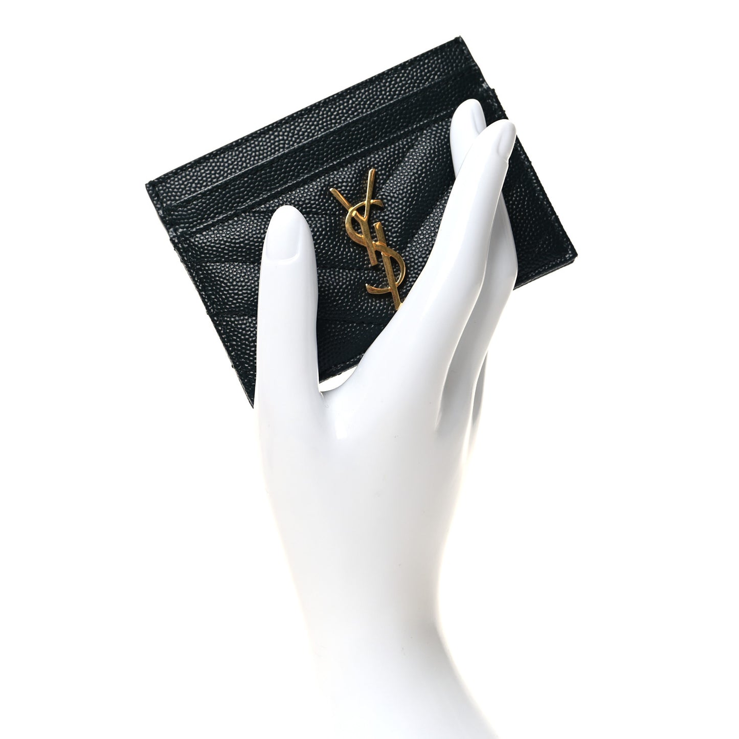 Grain De Poudre Matelasse Chevron Monogram Credit Card Case Algae