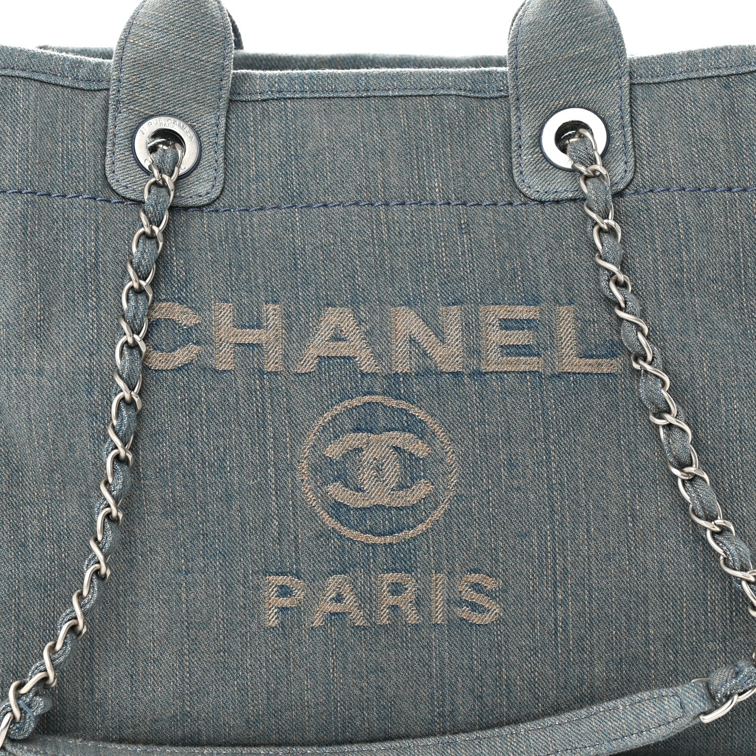 Chanel Denim Small Deauville Tote Light Blue 9 of 12