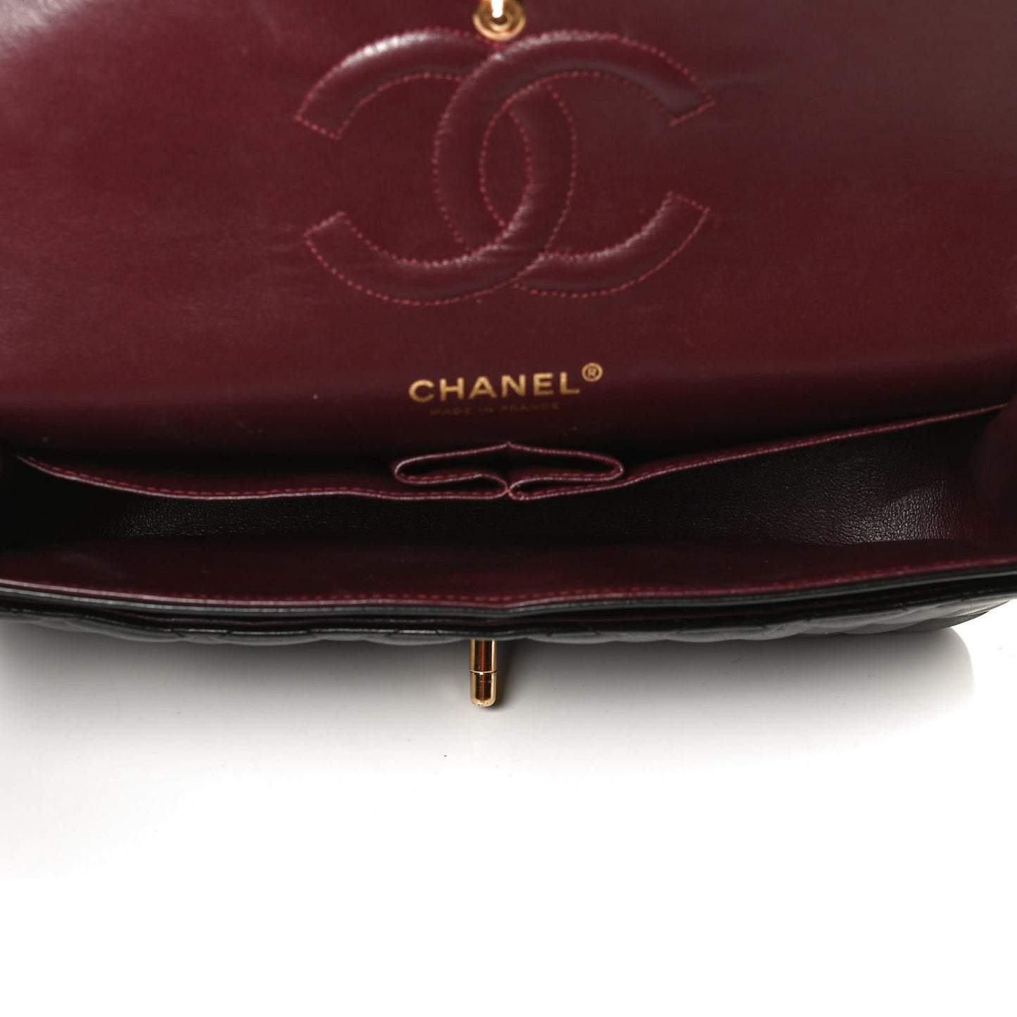 Lambskin Quilted Medium Double Flap Black