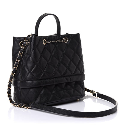 Chanel Caviar Quilted Rolled Up Bucket Drawstring Bag Black 3 of 12