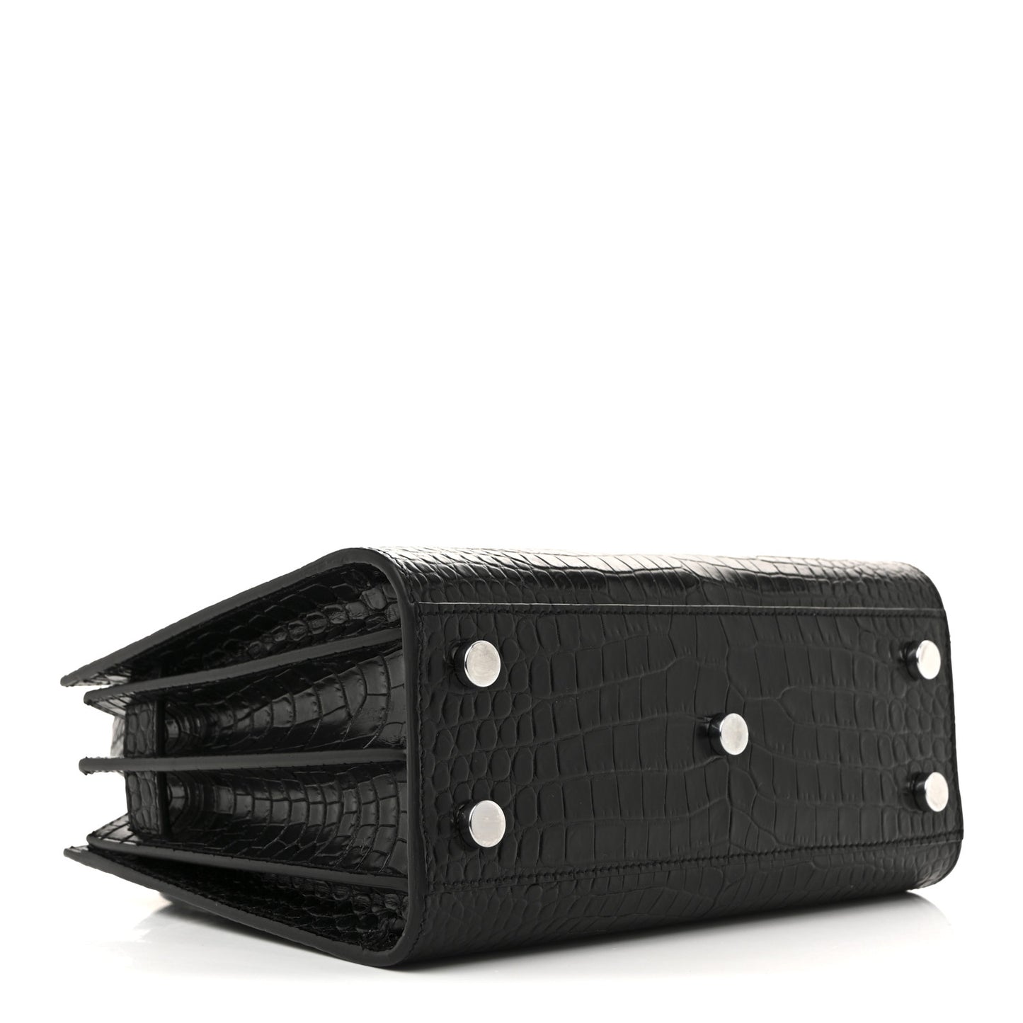 Calfskin Crocodile Embossed Nano Sac De Jour Black
