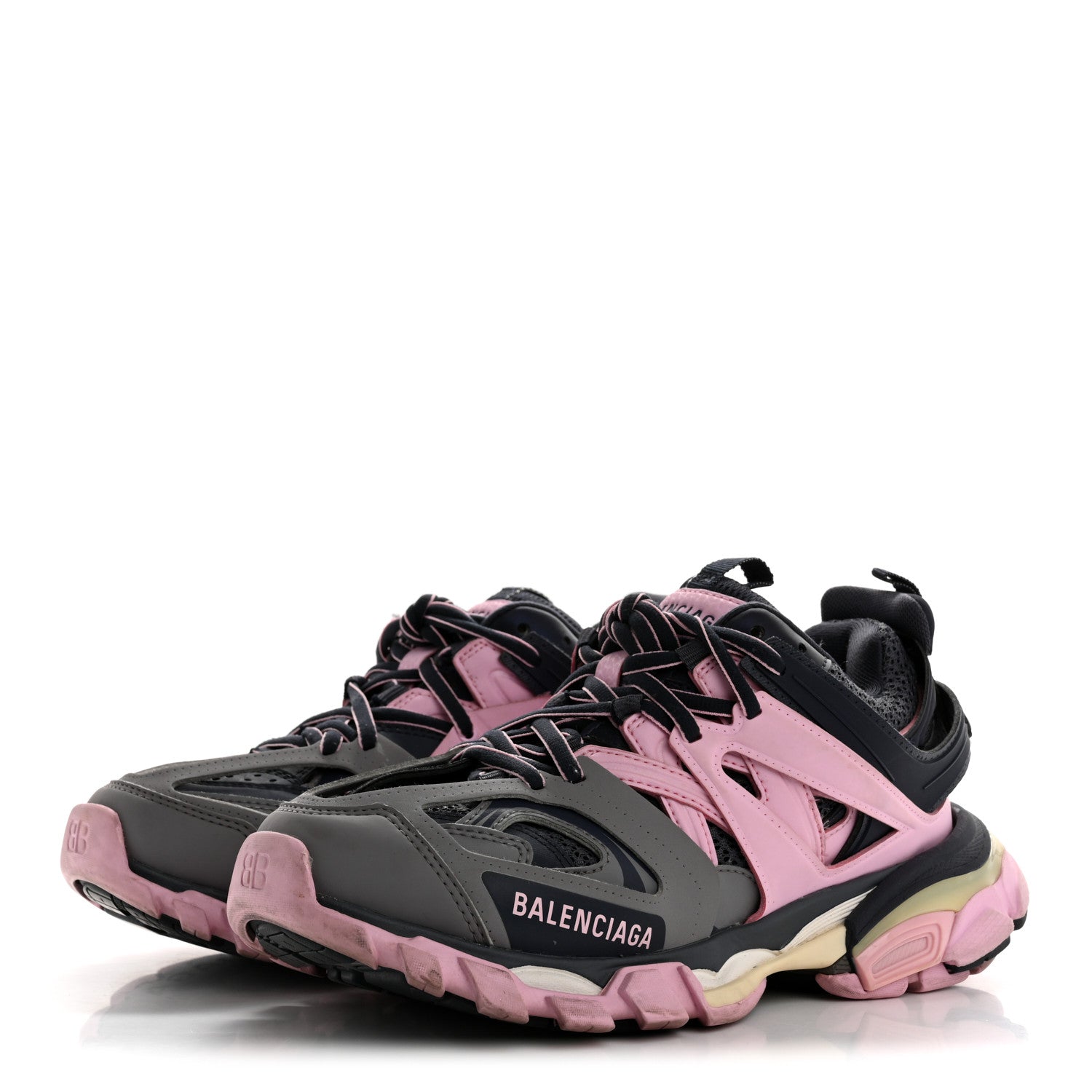 Balenciaga Mesh Rubber Tri-Color Womens Track Sneakers 37 Dark Grey Pink Grey 4 of 10