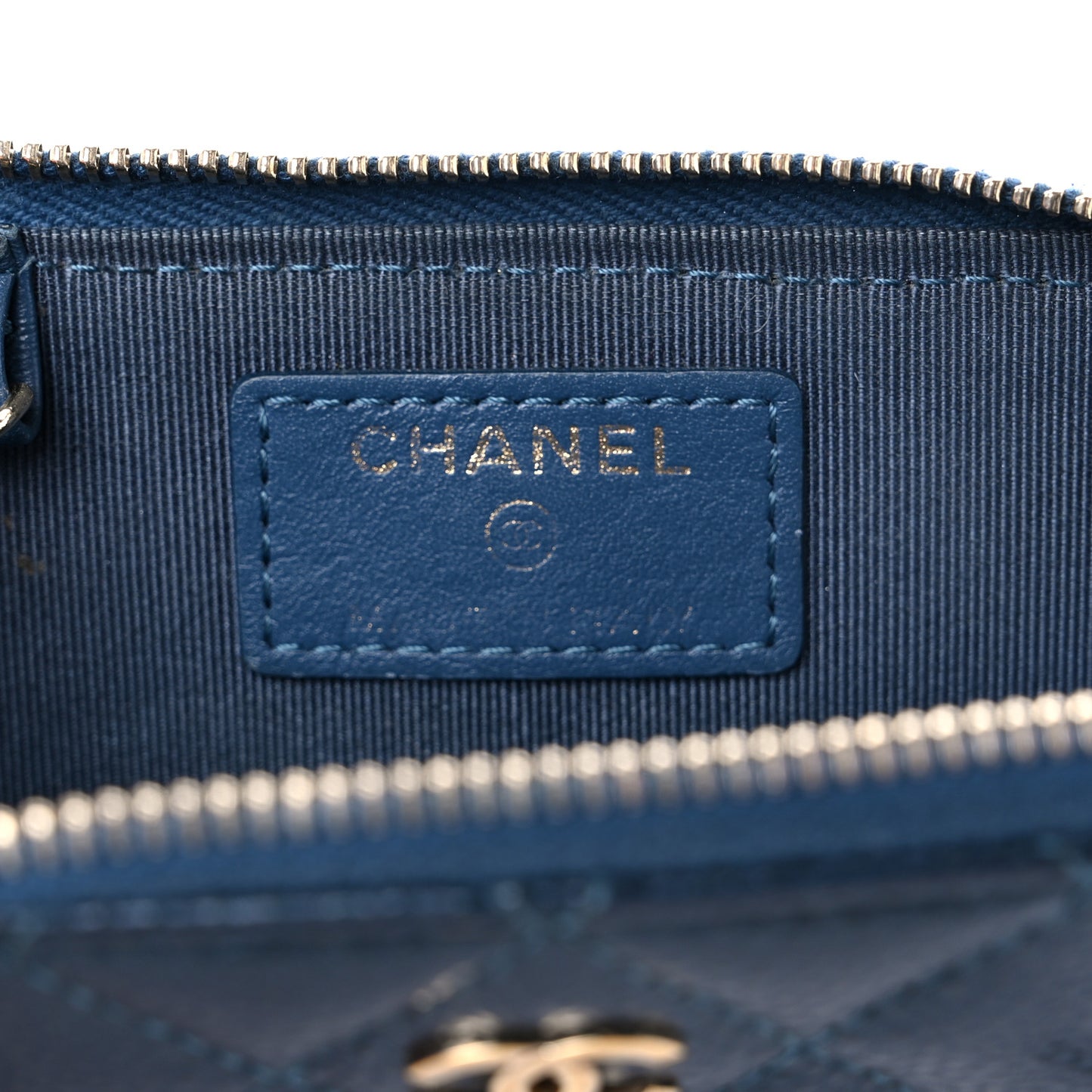 Caviar Quilted Key Holder Case Navy