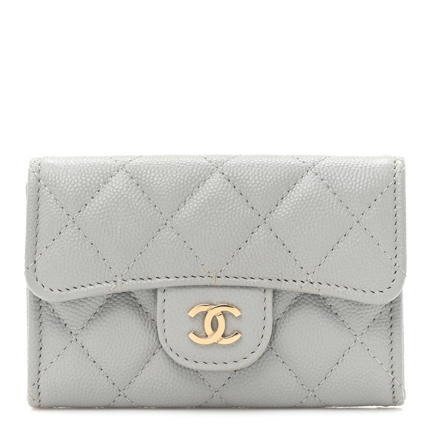 Chanel Caviar Quilted Flap Card Holder Wallet Grey 1 of 11
