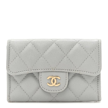 Chanel Caviar Quilted Flap Card Holder Wallet Grey 1 of 11