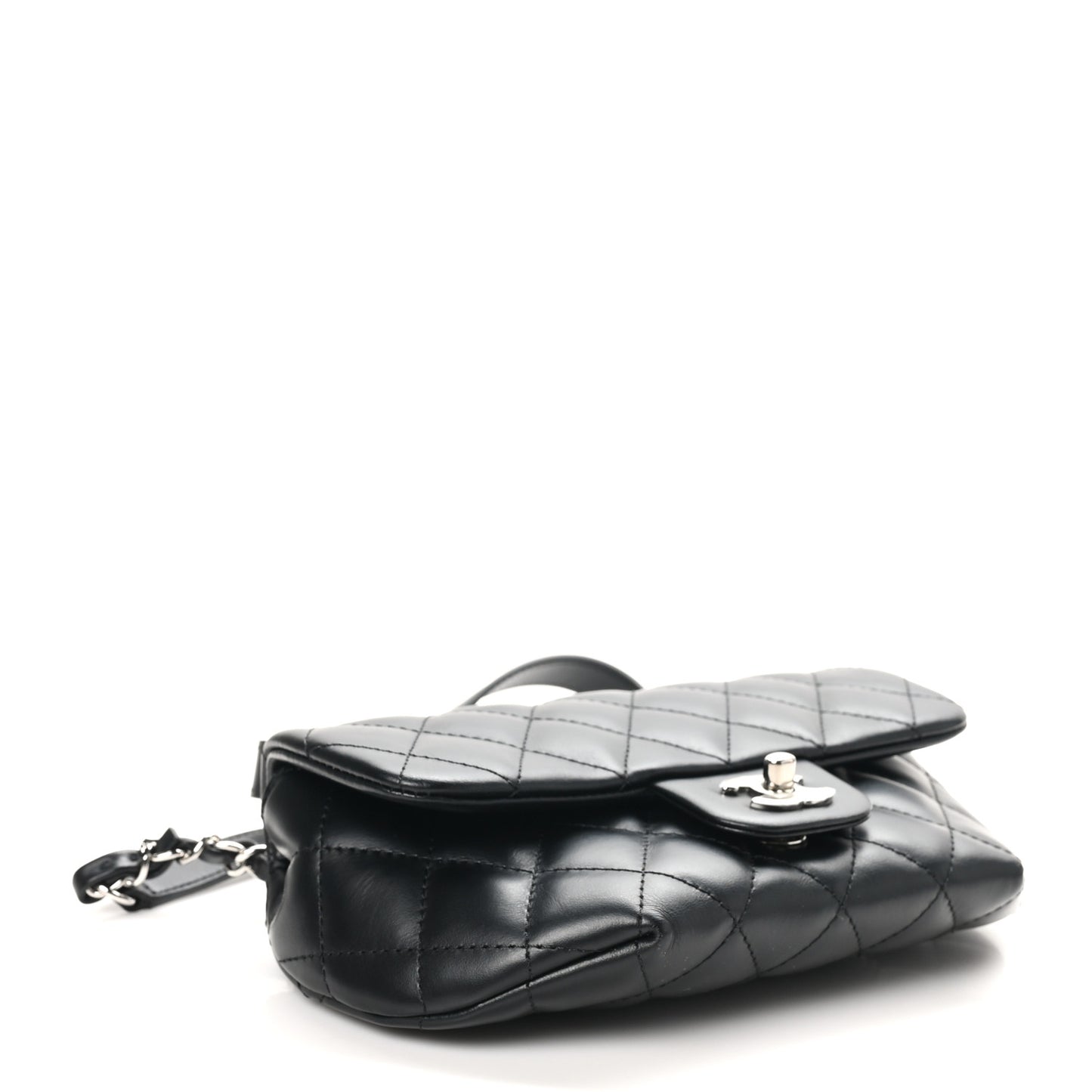 Calfskin Quilted CC Uniform Flap Belt Bag Black