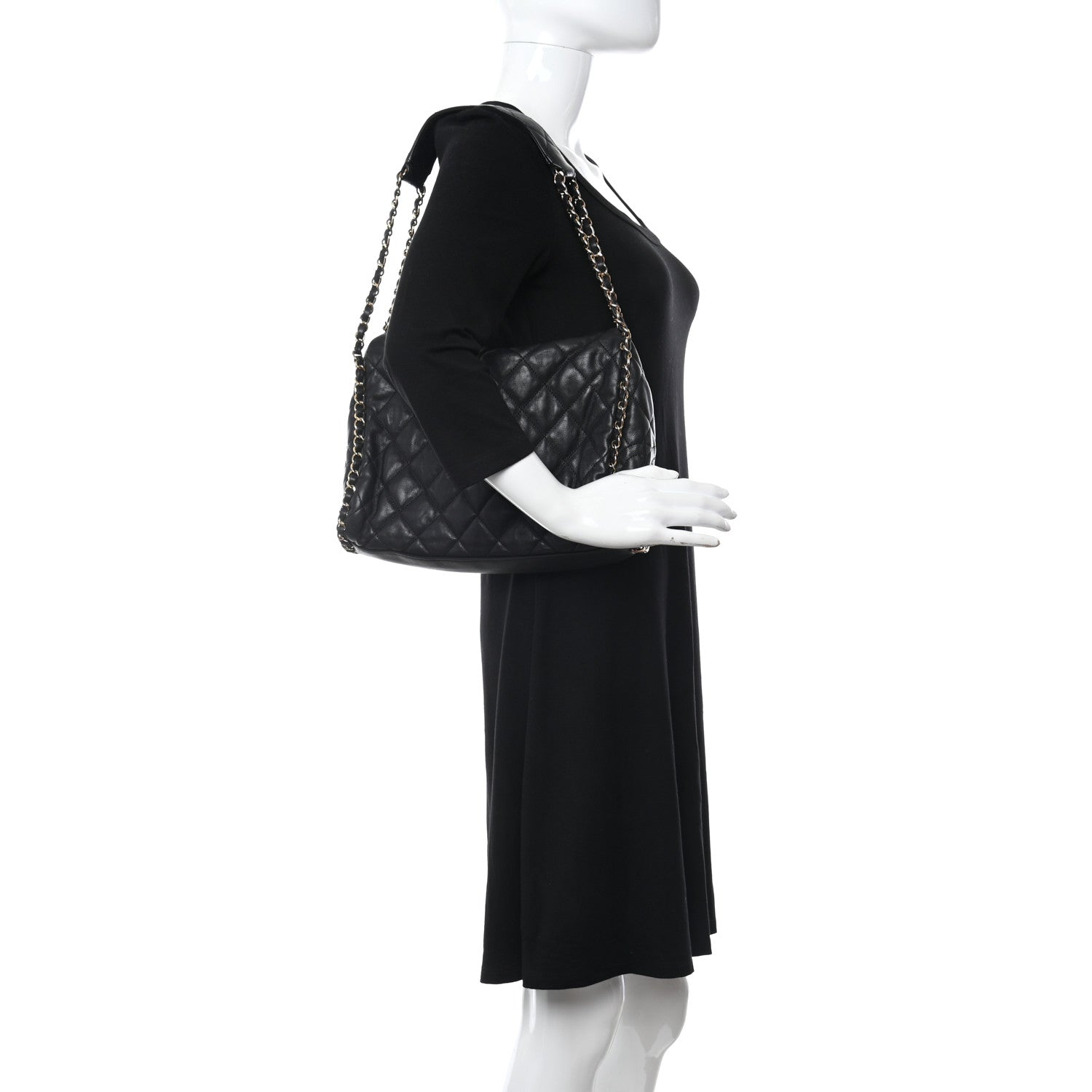 Chanel Calfskin Quilted Large Chain Me Hobo Black 2 of 12