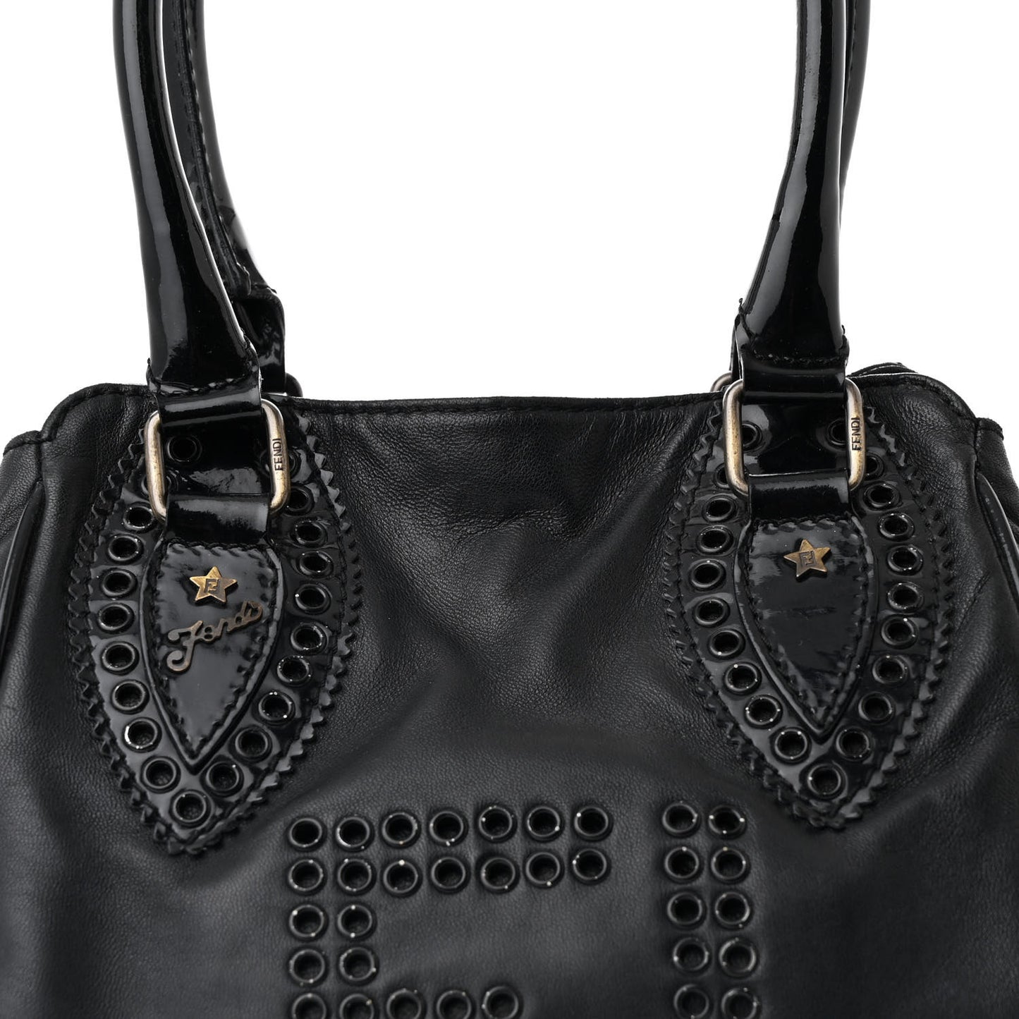Nappa Patent Perforated Small Bag De Jour Black