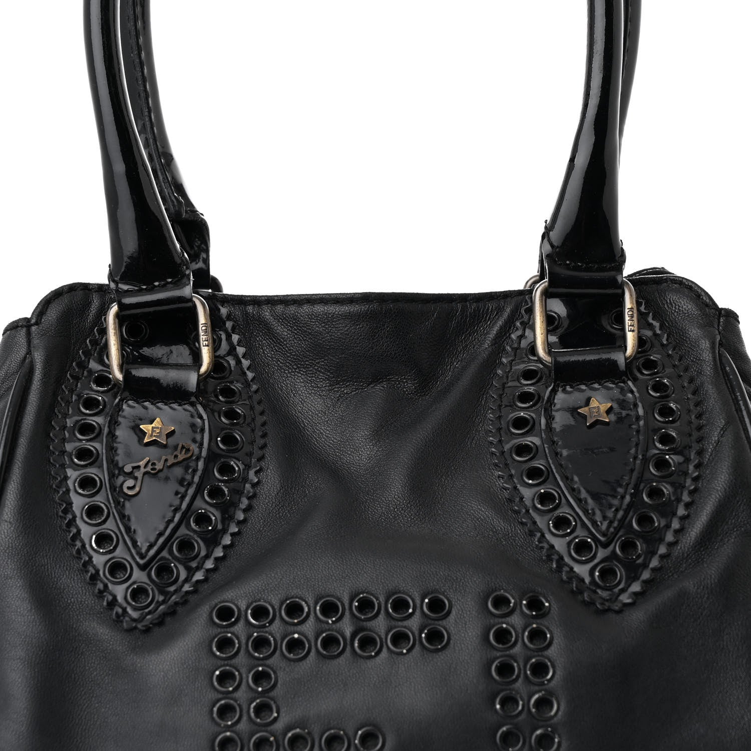Fendi Nappa Patent Perforated Small Bag De Jour Black 8 of 10