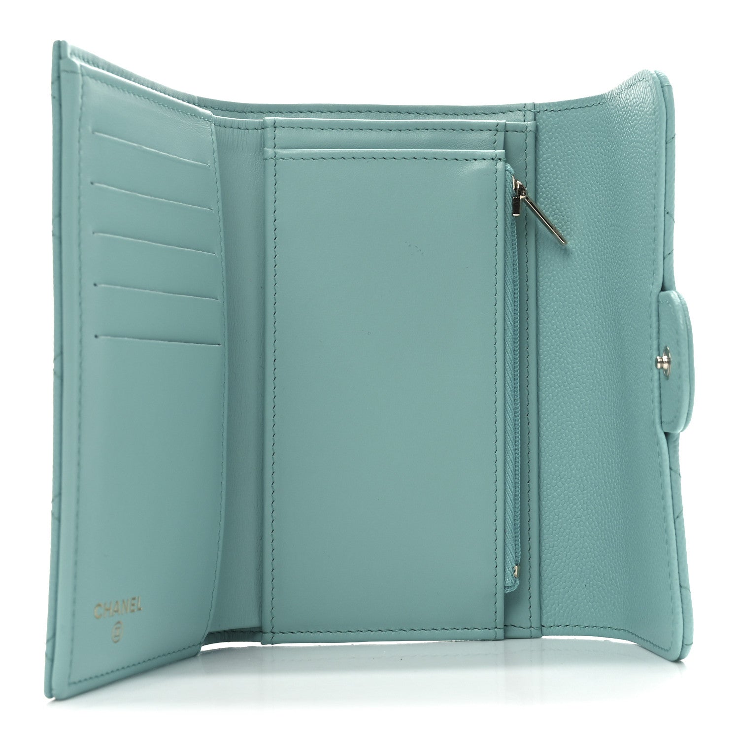 Chanel Caviar Quilted Medium Flap Wallet Light Blue 5 of 8